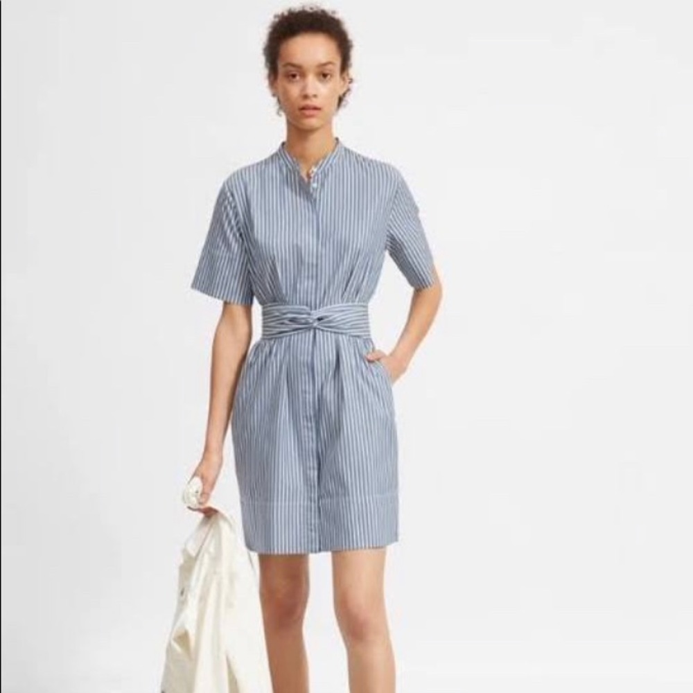 Everlane: Cotton Collarless Belted Shirtdress